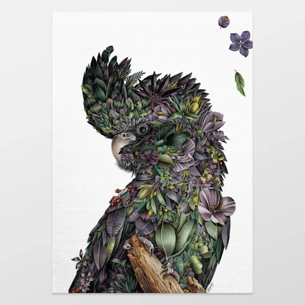 Marini Ferlazzo Organic Cotton Tea Towel Red Tailed Black Cockatoo