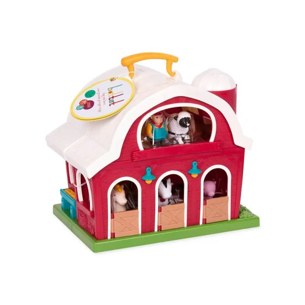 Large red barn and figurines