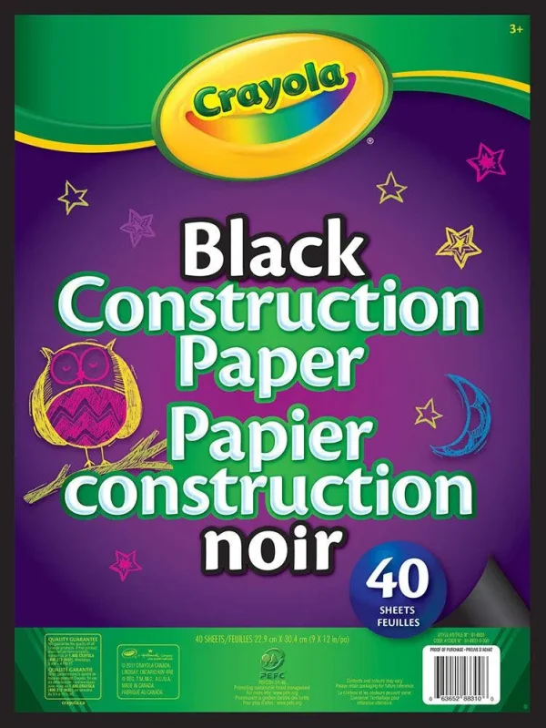 Pad of 40 black construction paper