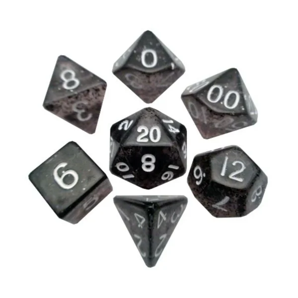 Mini polyhedral dice set - Black Celestial