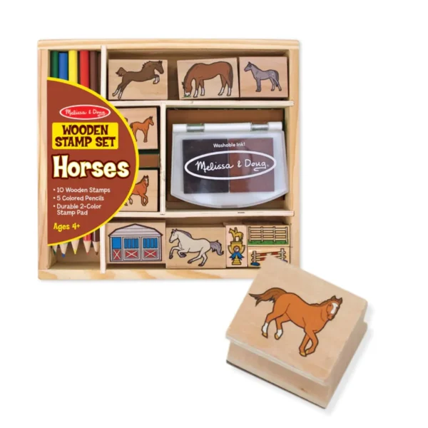 Horses and Stable Wood Stamp Set