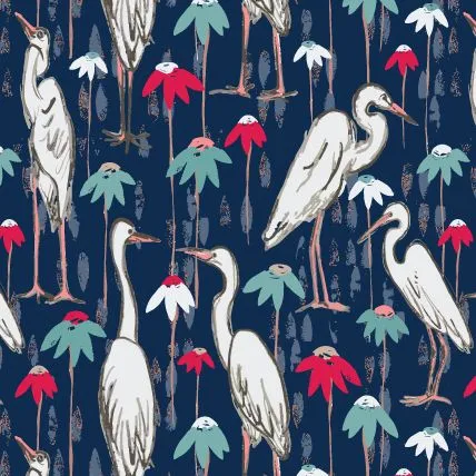 Ali Christina White Cranes on Navy Greeting Card