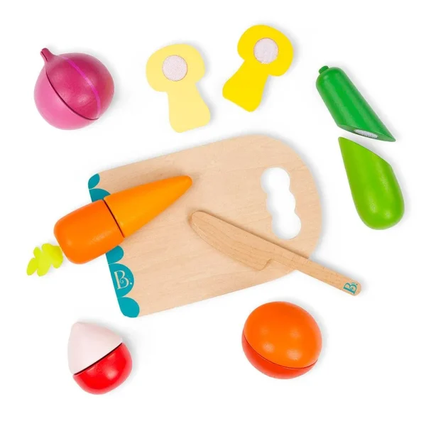 Set of wooden vegetables to cut