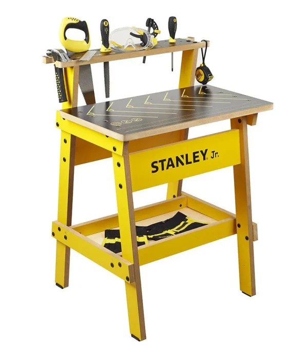 Construction workbench with 5 tools for children