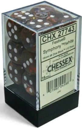 Brick 12 d6 16mm Symphony / White - Festive