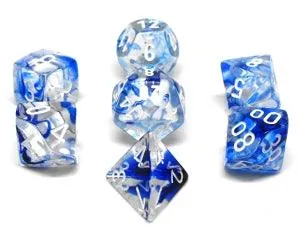 Dark Blue / White Polyhedral Dice Set - Nebula