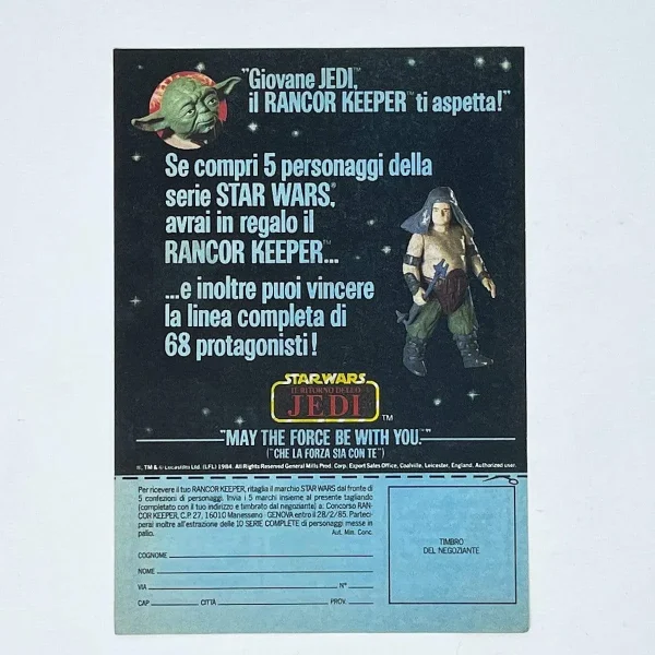 Harbert ROTJ Rancor Keeper Offer Print Ad - Italy (1983)
