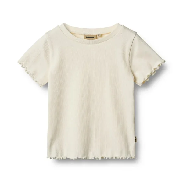 Wheat Alicia Short Sleeve Rib T-Shirt - Ivory