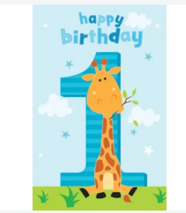 Card | Birthday Age 1 Boy Giraffe